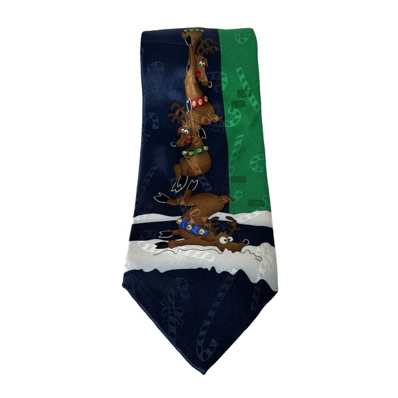 Hallmark Yule Tie Greetings Novelty Men's Necktie Santa Reindeer Christmas - Picture 2 of 4